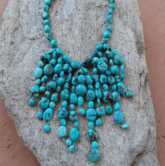 Genuine TURQUOISE waterfall beaded NECKLACE!! - Picture 8 of 8